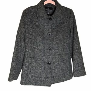 London Fog Wool Blend Tweed Pea Coat